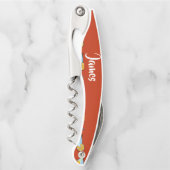 individuelle Name-Cocktailbrille auf rot Kellnermesser (Vorderseite)