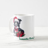 Individuelle Name, Collie Frohe Weihnachten Kaffeetasse (Vorderseite Links)