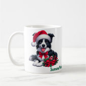 Individuelle Name, Collie Frohe Weihnachten Kaffeetasse (Links)