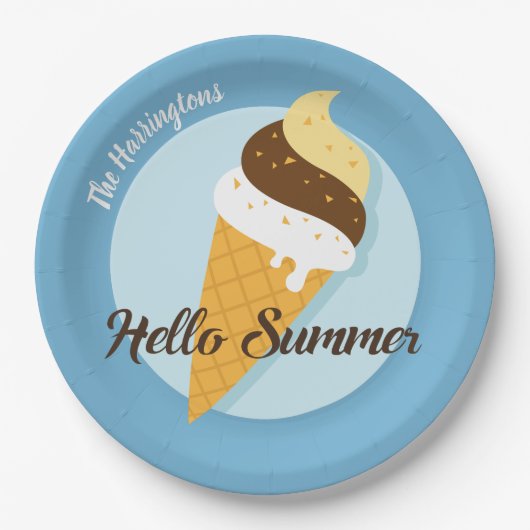 Individuelle Name & Color Ice Creme Hallo Papier T Pappteller (Vorderseite)