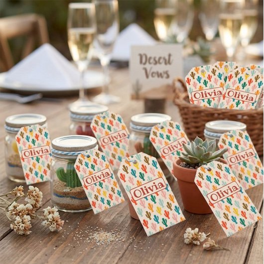 Individuelle Name Colorful Cacti Geschenkanhänger