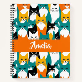 Individuelle Name Colorful Cats Notebook Notizblock