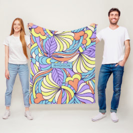 Individuelle Name Colorful Doodles Fleecedecke