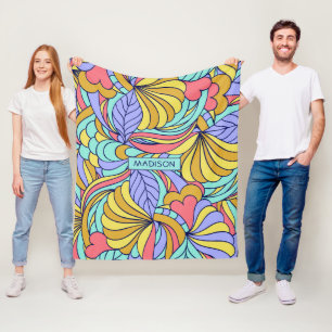 Individuelle Name Colorful Doodles Fleecedecke