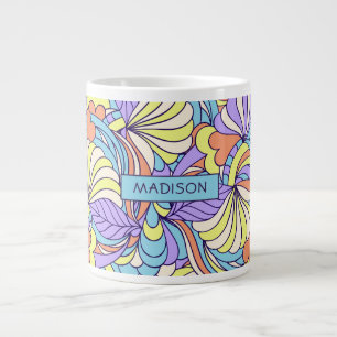 Individuelle Name Colorful Doodles Jumbo Tasse