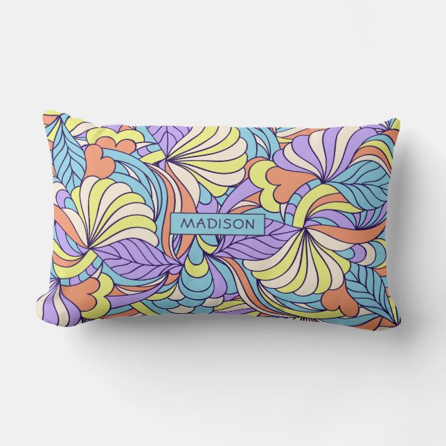 Individuelle Name Colorful Doodles werfen Kissen (Vorderseite)