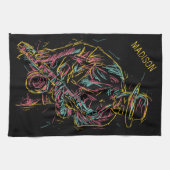 Individuelle Name Colorful Jazz Player Geschirrtuch (Horizontal)