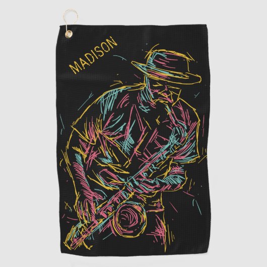 Individuelle Name Colorful Jazz Player Golfhandtuch (Vorderseite)