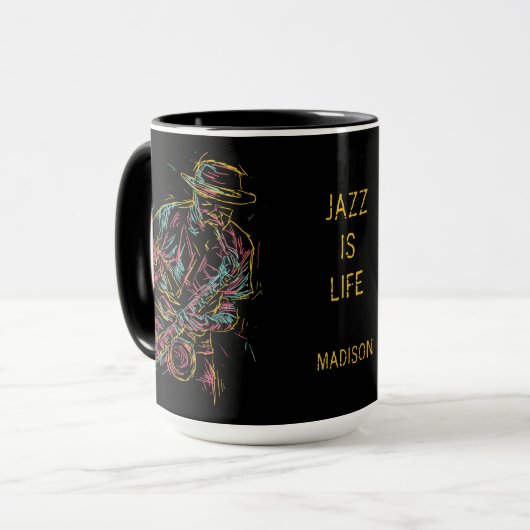 Individuelle Name Colorful Jazz Player Tasse (Vorderseite Links)