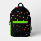 Individuelle Name Colorful Stars Lefty Girl Niedli Bedruckter Rucksack (Vorderseite)