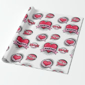 Individuelle Name Comic Buch Style Herzgeschenke Geschenkpapier (Ungerollt)