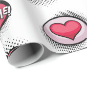 Individuelle Name Comic Buch Style Herzgeschenke Geschenkpapier (Rolleneckpunkt)