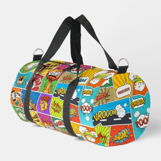 Individuelle Name Comic Duffle Bag (Linke Seite)