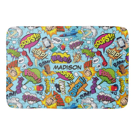 Individuelle Name Comic Muster Badematte (Vorderseite)
