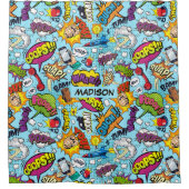 Individuelle Name Comic Muster Duschvorhang (Vorderseite)
