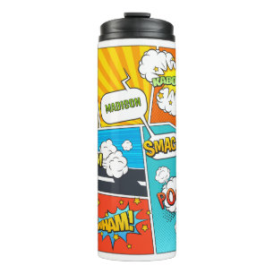 Individuelle Name Comic Thermosbecher