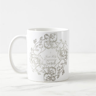 Individuelle Name Communion Floral Gold Kaffeetasse