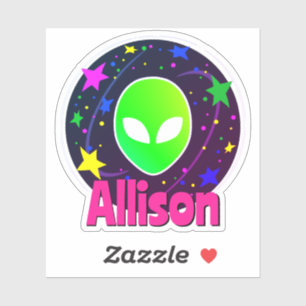 Individuelle Name Cool Funny Alien Space Galaxy St Aufkleber