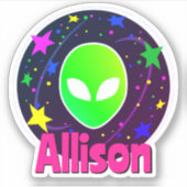 Individuelle Name Cool Funny Alien Space Galaxy St Aufkleber (Vorderseite)