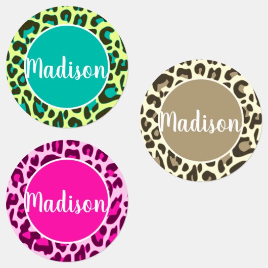 Individuelle Name Cool Leopard Tierfarbe Farbe hel Etiketten (Gruppe)