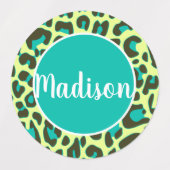Individuelle Name Cool Leopard Tierfarbe Farbe hel Etiketten (Design 1)