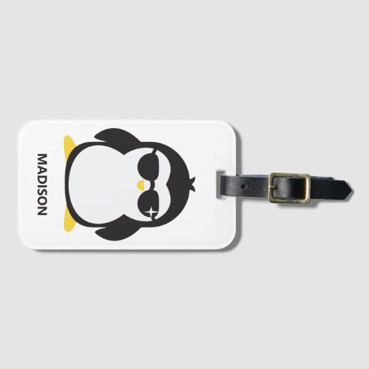 Individuelle Name cool Pinguin Gepäckanhänger (Vorderseite (Horizontal))