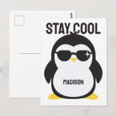 Individuelle Name cool Pinguin Postkarte (Vorne/Hinten)