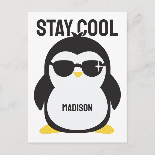 Individuelle Name cool Pinguin Postkarte (Vorderseite)