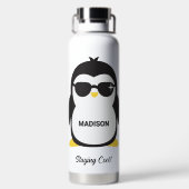 Individuelle Name Cool Pinguin Trinkflasche (Rückseite)