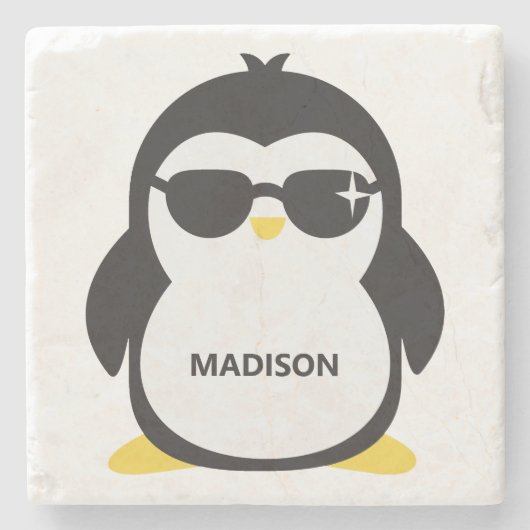 Individuelle Name cool Pinguin Untersetzer (Vorderseite)