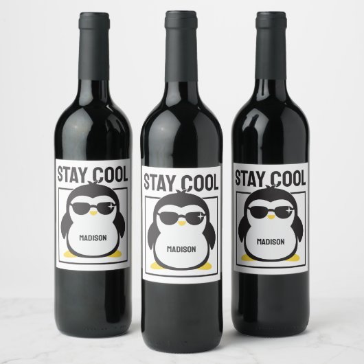 Individuelle Name cool Pinguin Weinetikett (Flaschen)