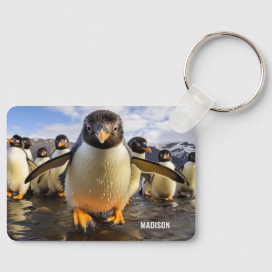 Individuelle Name Cool Pinguine Schlüsselanhänger (Vorderseite)