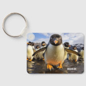 Individuelle Name Cool Pinguine Schlüsselanhänger (Rückseite)