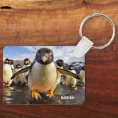 Individuelle Name Cool Pinguine Schlüsselanhänger (Vorderseite)