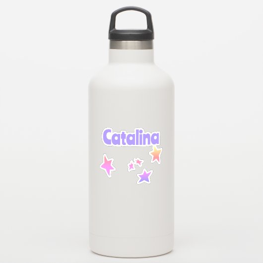 Individuelle Name Cool Rainbow Pink Space Galaxy S Aufkleber (Wassserflasche)
