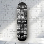 Individuelle Name Cool Trendy Instagram FotoCollag Skateboard<br><div class="desc">Modernes Instagram Foto Collage Design für Skateboards: Personalisieren Sie Ihre Lieblings-Fotos und schreiben Sie mit individuellen Namen und machen Sie das zum coolsten Geburtstagsgeschenk aller Zeiten! Dies ist die schwarz-weiße Version.</div>