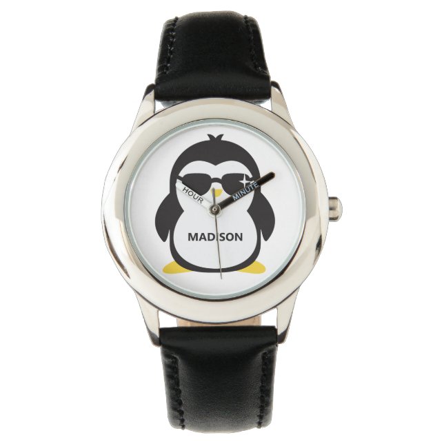 Individuelle Name coole Pinguinuhren Armbanduhr (Vorderseite)