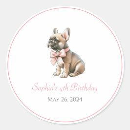 Individuelle Name Coquette Frenchie Geburtstagstic Runder Aufkleber