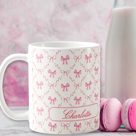 Individuelle Name Coquette Pink Bow Kaffeetasse