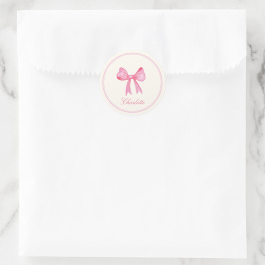 Individuelle Name Coquette Pink Bow Sticker (Tasche)