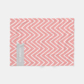 Individuelle Name Coral Grau Zickzack Muster Fleecedecke (Vorderseite (Horizontal))