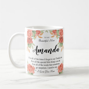 Individuelle Name Coral Rote Rose Message for Mama Kaffeetasse