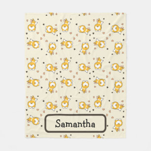 Individuelle Name Corgi Hund Liebe Muster Fleecedecke