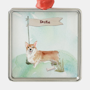 Individuelle Name Corgi Pet Dog Ornament Aus Metall