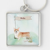 Individuelle Name Corgi Pet Dog Schlüsselanhänger (Vorne)