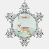 Individuelle Name Corgi Pet Dog Schneeflocken Zinn-Ornament (Vorderseite)