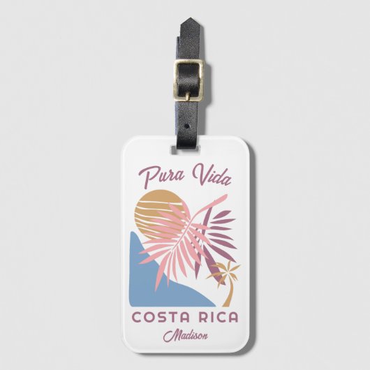 Individuelle Name Costa Rica Motto Pura Vida Gepäckanhänger (Vorderseite Vertikal)