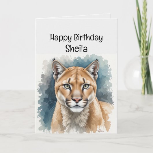 Individuelle Name Cougar Birthday Funny Karte (Vorderseite)