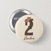 Individuelle Name Cowboy Hat 2 2. Geburtstag Button (Vorne & Hinten)