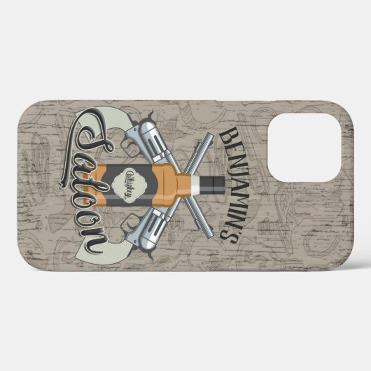 Individuelle Name Cowboy Revolver Gun Whiskey Salo Case-Mate iPhone Hülle (Rückseite (Horizontal))